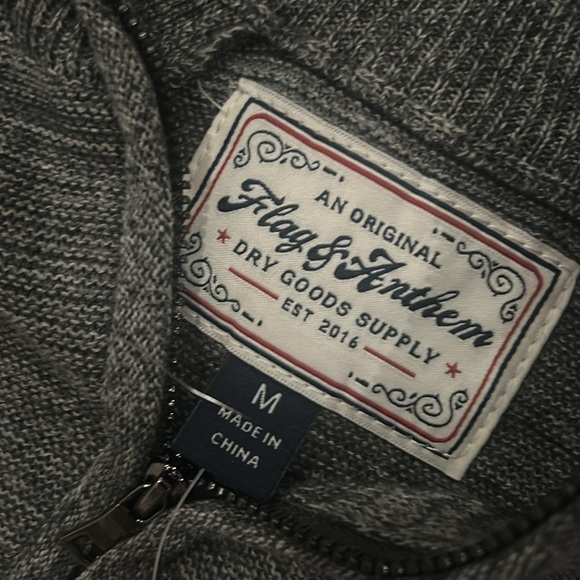 NWT Flag & Anthem Mens 1/4 Zip Sweater Pullover Medium Grey - Picture 4 of 6